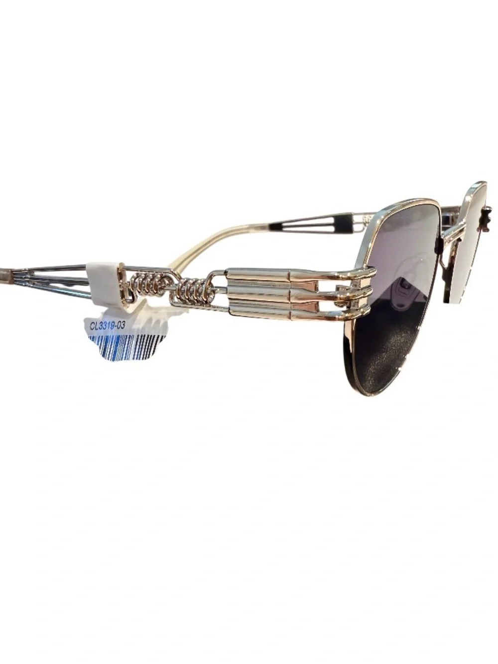 NEW Carolina Lemke Gold Tan Metal Intricate Frame Sunglasses Unisex Geometric